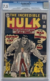 1962 Marvel Comics “The Incredible Hulk” #1 – Origin and First Appearance of the Hulk – CGC 7.5
